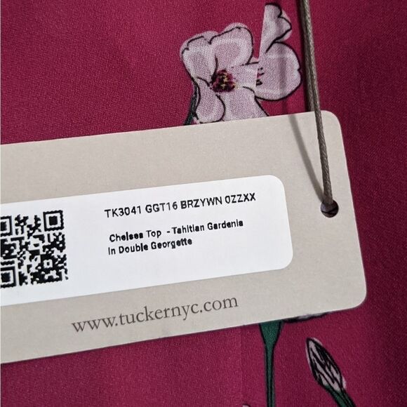 Tucker Chelsea Top Tahitian Gardenia in Double Georgette Silk Blouse Floral - Picture 5 of 10